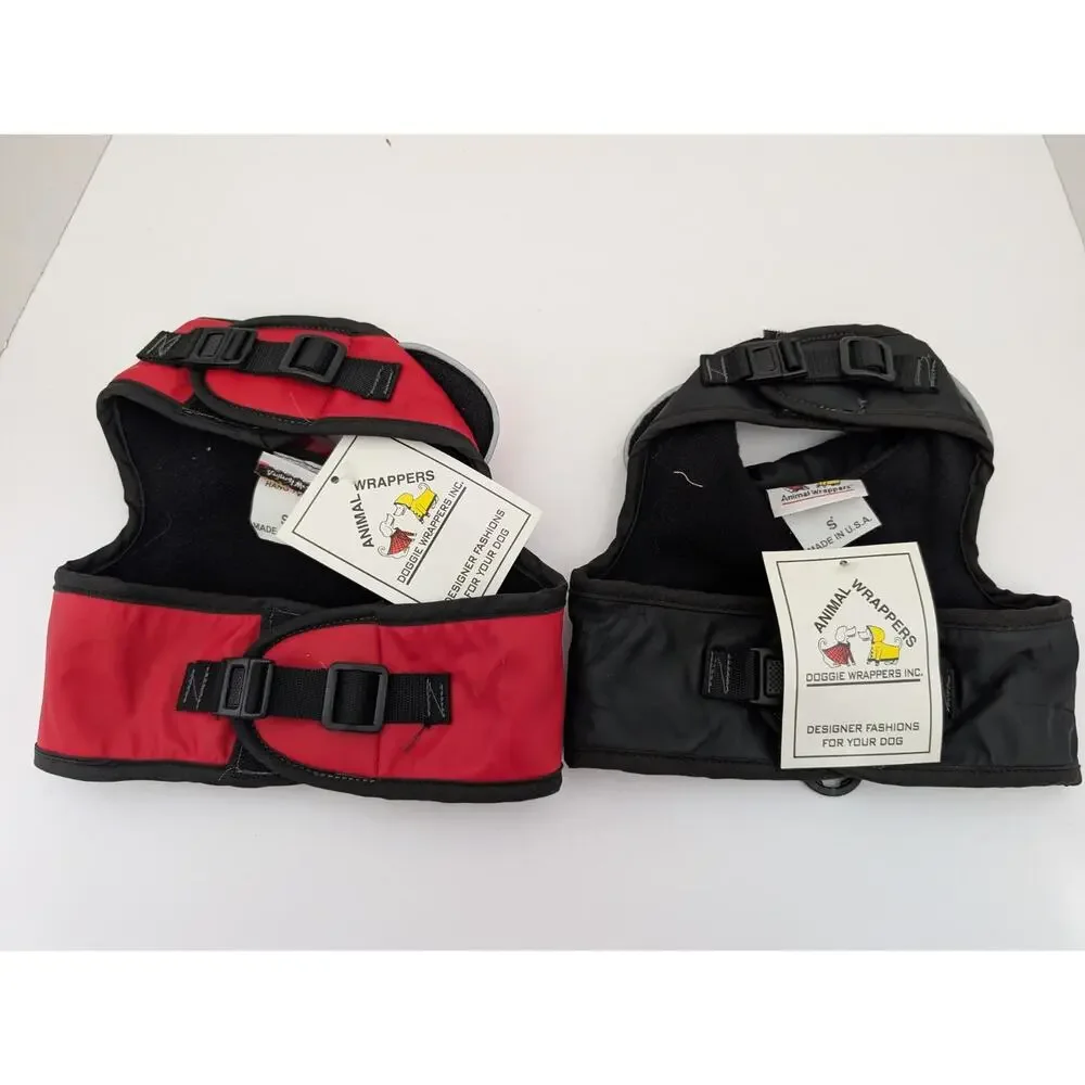 Animal Wrappers Dog Coat Lot of Two Size Small Red and Black Reflective Puppy